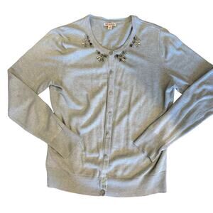 Merona Cardigan Light Blue Gem Collar SIze L